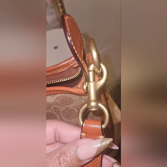 🧡 Coach Coated Canvas Tan Rust Signature Cary Shoulder Bag & Wallet Bundle - Picture 12 of 16